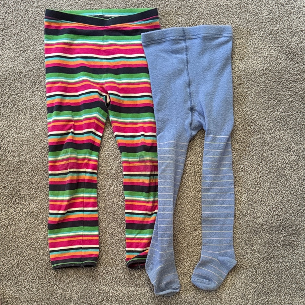 Colorful Striped and Blue Kids Leggings / Tights Set (3 pairs!)